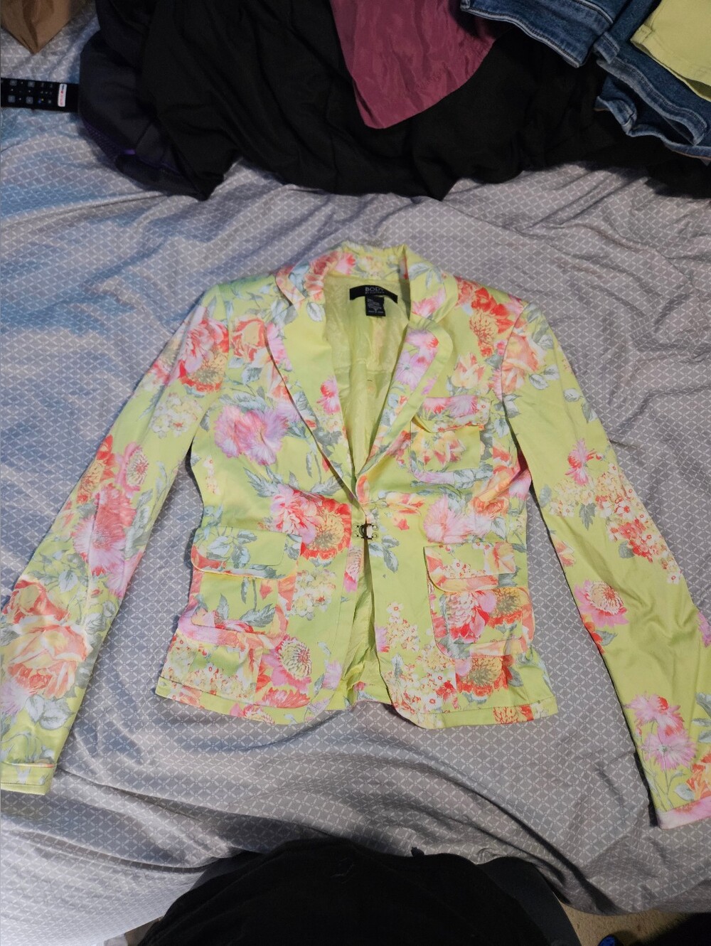 Y2K Body By Victoria's Secret Lime Floral Blazer Jacket